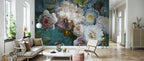 Dark Peony Bouquet Wallpaper : Oversized Vintage Rose Mural - View 3