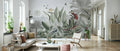 Tropical Ruin Garden Wallpaper : Bird of Paradise and Hummingbird Mural