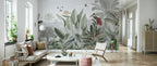 Tropical Ruin Garden Wallpaper : Bird of Paradise and Hummingbird Mural