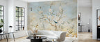 White Magnolia Tree Wallpaper : Bluebird Chinoiserie Mural - View 2