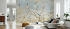 White Magnolia Tree Wallpaper : Bluebird Chinoiserie Mural - View 3