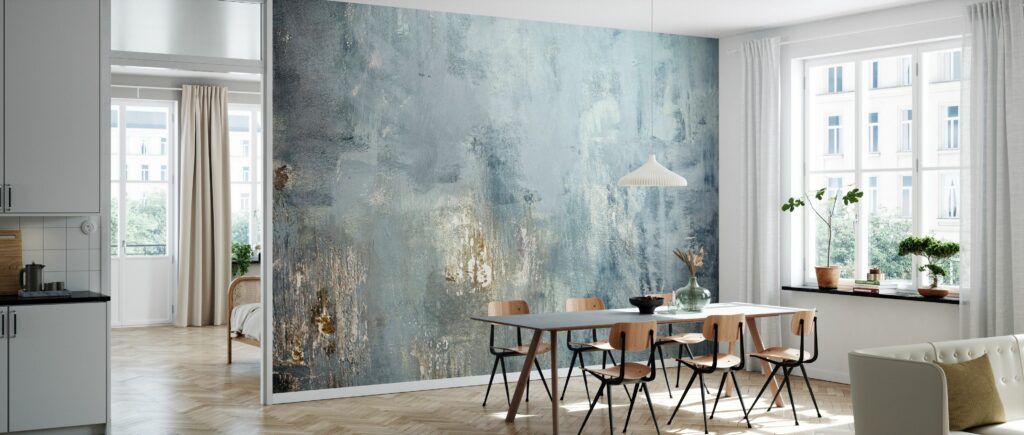 Blue Concrete Wallpaper : Weathered Industrial Wall Mural - View 4