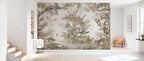 Sepia Jungle Wallpaper : Leopards and Monkeys Tropical Mural - View 2