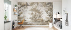 Sepia Jungle Wallpaper : Leopards and Monkeys Tropical Mural - View 3