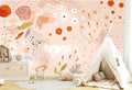 Peach Abstract Floral Wallpaper : Orange Blossom Brushstroke Mural
