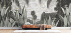 Tropical Lake Wallpaper : Grey Green Vintage Palm Mural - View 3