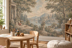 Neoclassical Pastoral Landscape Wallpaper : Vintage Lake Scene Mural - View 4