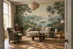 Tropical River Landscape Wallpaper : Vintage Elephant Palm Mural - View 5