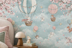 Pastel Balloon Nursery Wallpaper : Bunny and Blossom Kids Mural - View 4