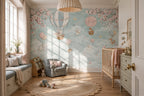 Pastel Balloon Nursery Wallpaper : Bunny and Blossom Kids Mural - View 5