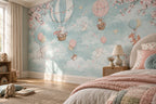 Pastel Balloon Nursery Wallpaper : Bunny and Blossom Kids Mural - View 6